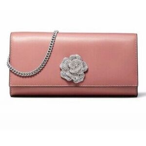 NEW Michael Kors Bellamie leather Rose Pink clutch shoulder crossbody purse